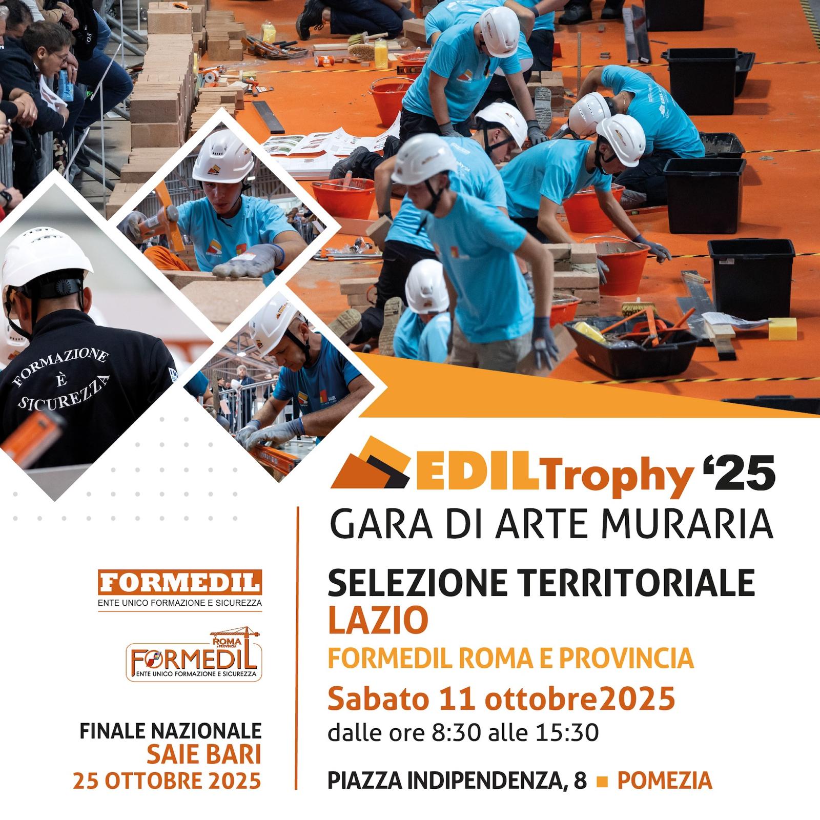 Le selezioni regionali di Ediltrophy 2025 si terranno sabato 11 ottobre a Pomezia